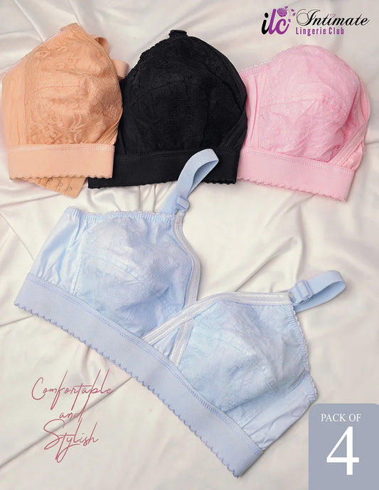 Cotton Cross Bra for Women - Pack of 4 | Comfortable Daily Wear Bras