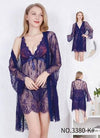 Short Nighty With Separate gaon with floral stretchable Silk Net fabric